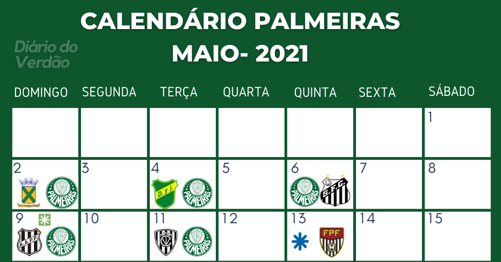 Definido o calendário de jogos do Palmeiras no mês de abril